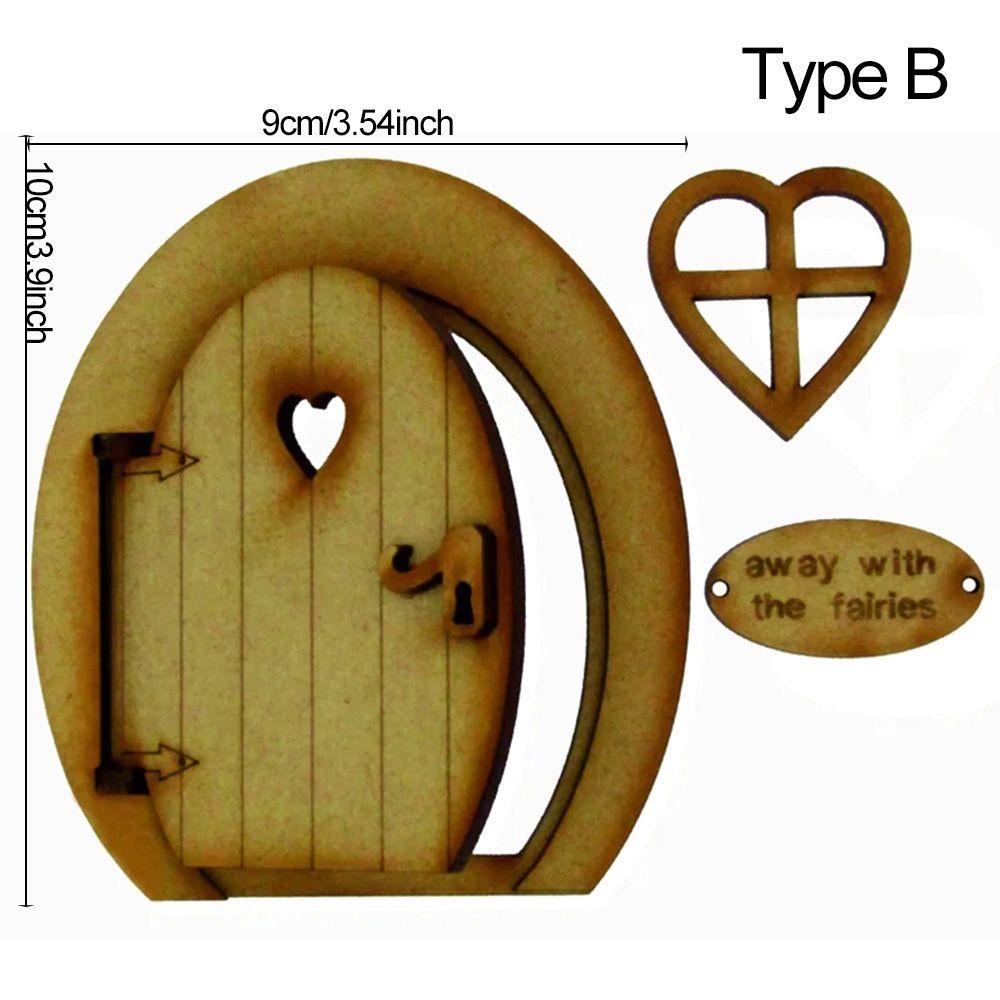 Miniature Fairy Gnome Door Figurines Vintage Wooden Elf Home Fairy Elf Door Kit For Yard Art Garden Tree Sculpture Statues Decor