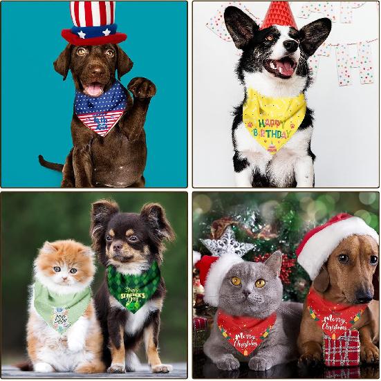 9 Pieces Dog Bandanas Scarf for Happy Halloween Birthday Party Supplies - Washable Triangle Kerchief Bibs for Cats and Pets - Costume Supply