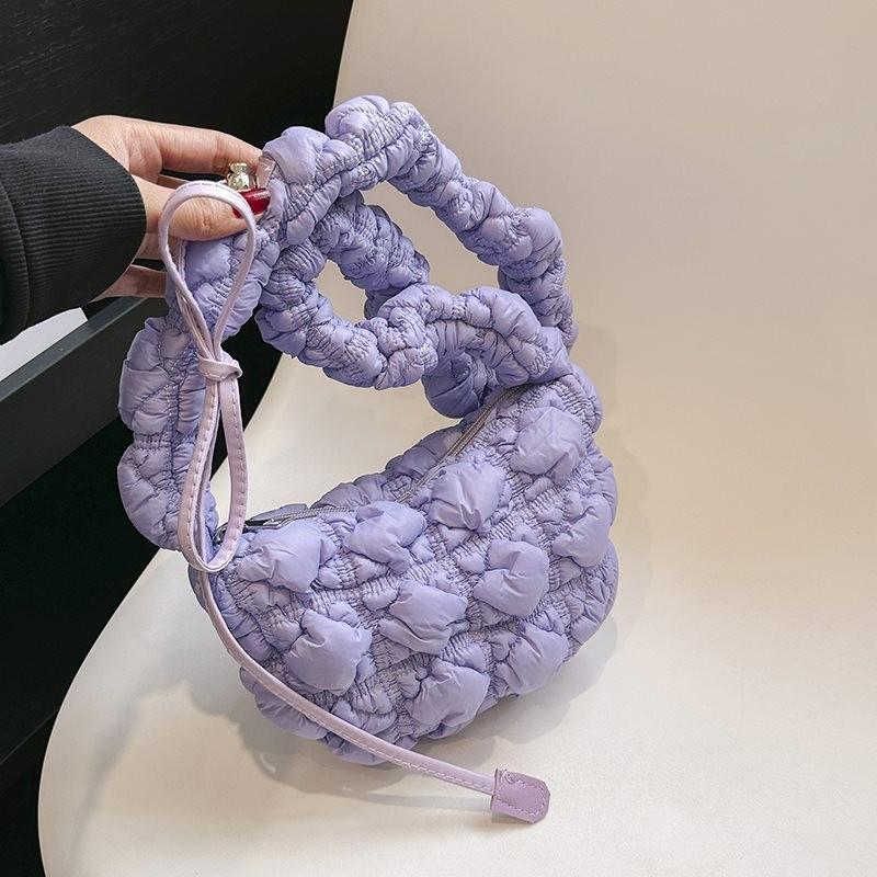 

Fashionable Wrinkled Cloud Shoulder Bag For Women In Chic Color Options фіолетовий
