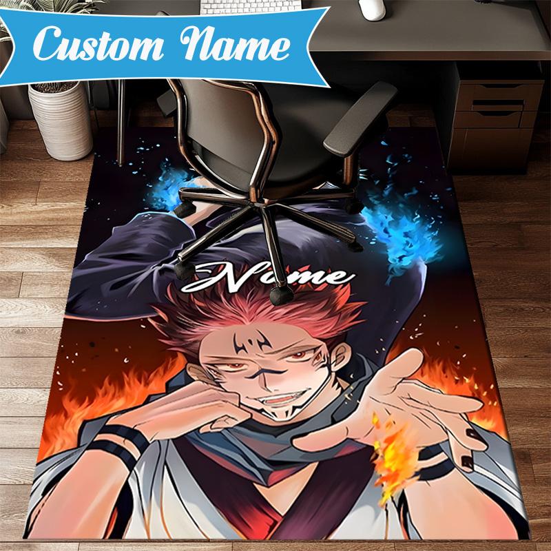 Custom Name Light Darkness Jujutsu Rug for Living Room, Game Rooms, Office, Bedroom, Floor Mat Playful Design, fan gifts Christmas decor