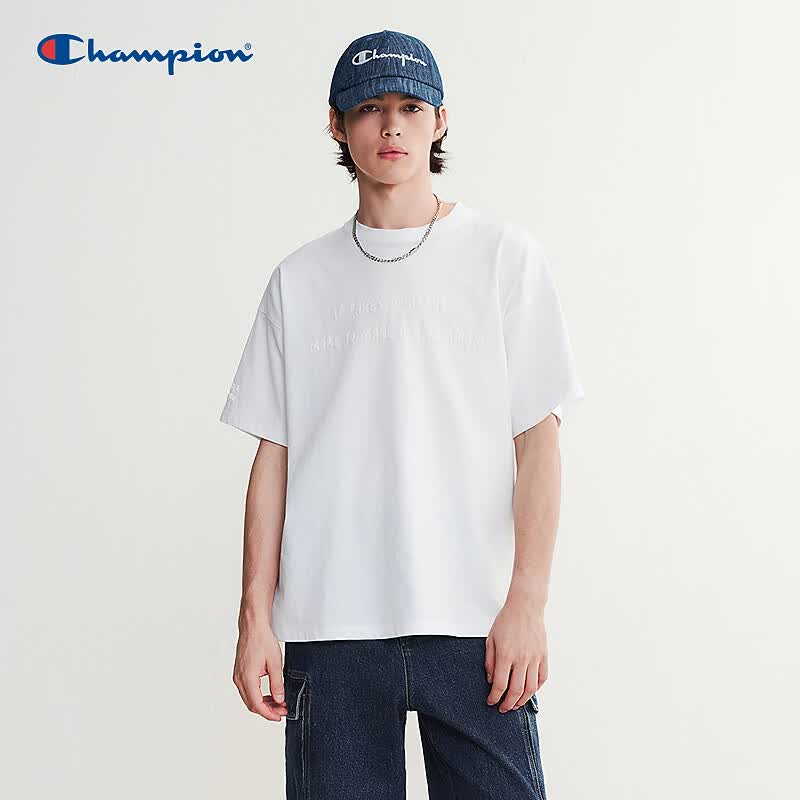 Champion Unisex 3D Letter Cotton Short-Sleeve T-Shirt