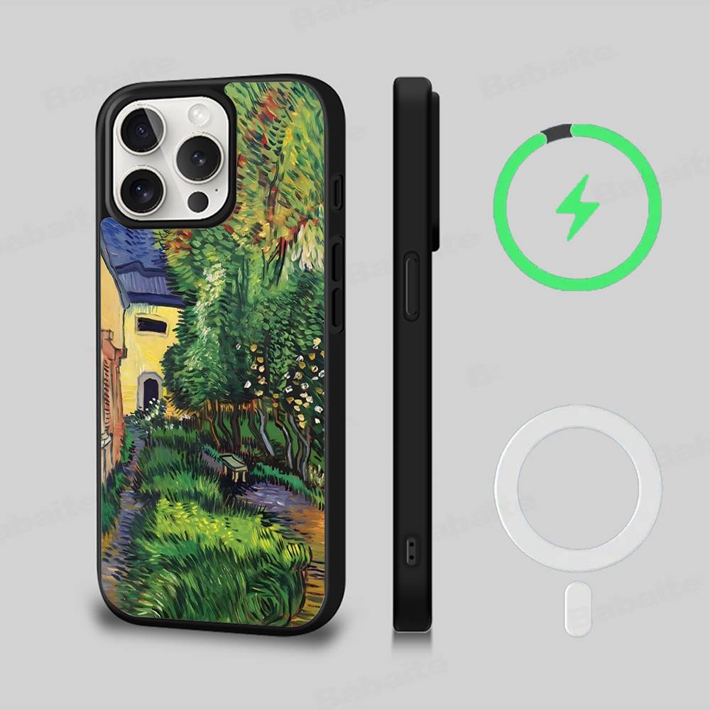 Van Gogh Oil Painting For IPhone 17 16 15 Pro Max Case 14 Plus 13 12 11 For Magesafe Magnetic Wireless Charge Cover