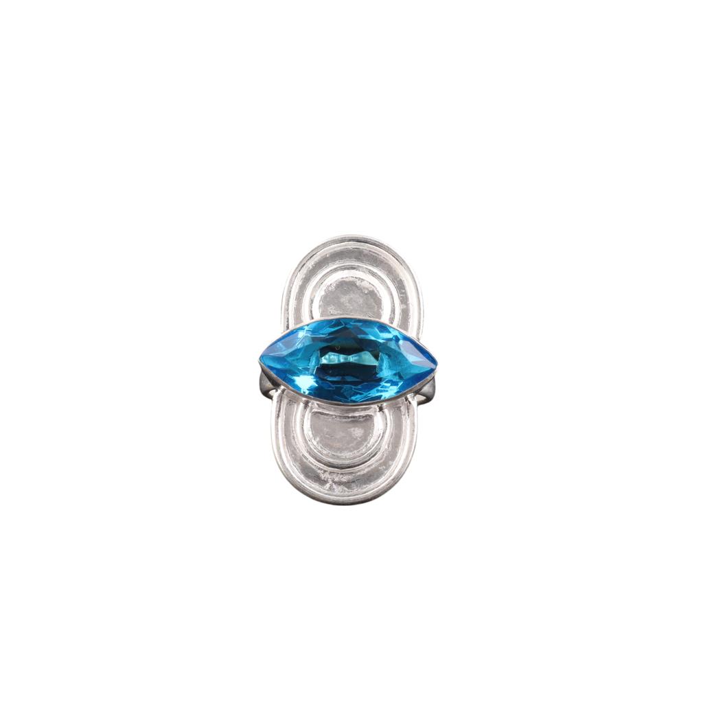Swiss Blue Topaz Gemstone 925 Sterling Silver Jewelry Handmade Engagement Ring RR-34-12