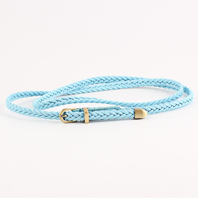 

Handwoven Belt Female, Pin Buckle Vintage Casual Fine Belt Waist Rope Decoration, Belt without buckle 103 небесно-голубой