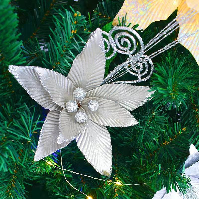 Gold Dust Christmas Flowers Christmas Gifts Christmas Tree Ornaments Handmade Wreath Accessories Foam Dust Pendant