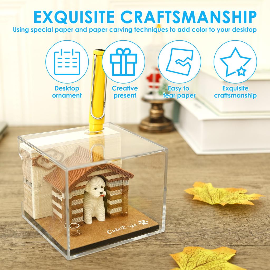 3D Tear Away Calendar Paper Carving Art Memo Pad Notepad Desk Calendar 2026 for Office Home Desktop Decoration Gift Christmas