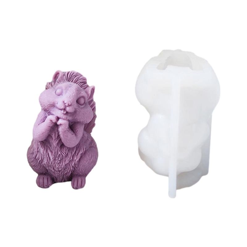 Niedliches Eichhörnchen Silikon Aromatherapie Kerzenform Cartoon Großer Schwanz Tier Duftkerze Ornament Desktop Heimdekorationen