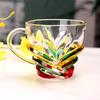 Hand Painted Glass Coffee Cup 175ml Artistic Tea Mug for Latte Coffee Heat-Resistant Glass Mug Literary Style Drinkware