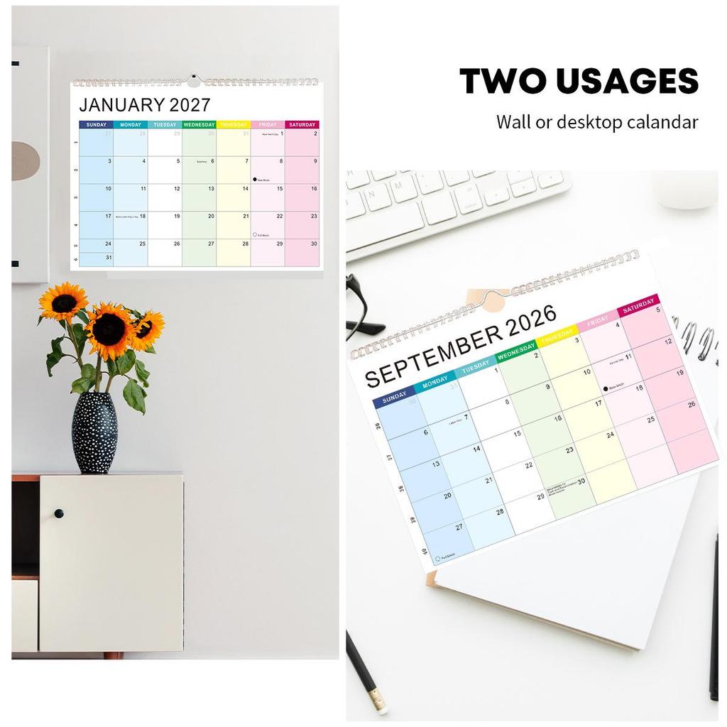 2026 Minimalistisk Engelsk Nedräkning & Väggkalender