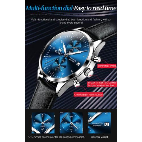 Watch Men's Watch Arm Watch for Men Waterproof Brand Simple Stylish Business Brown Leather Strap Analog Date Quartz High School Student Men Gentleman