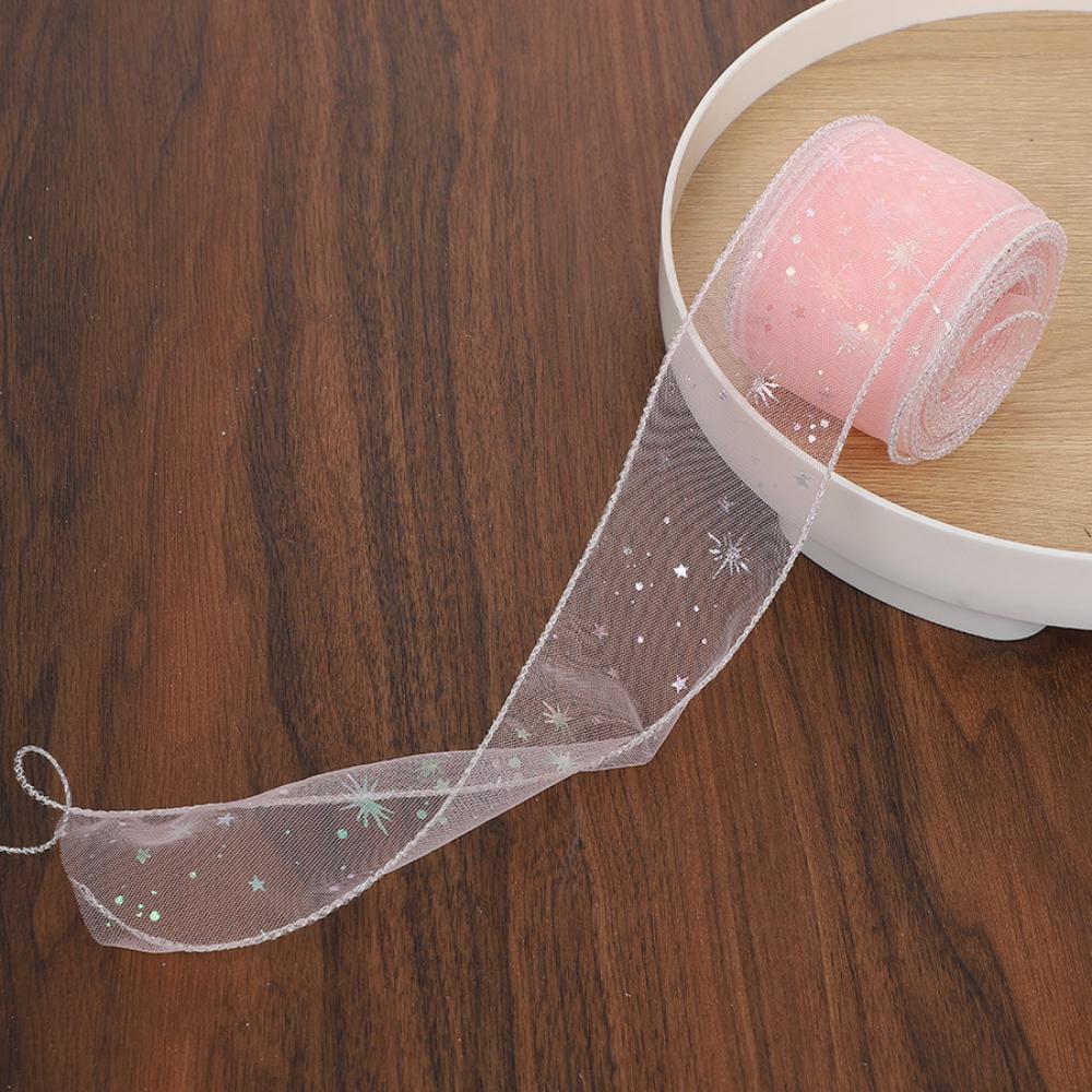 10Yards/Roll Colorful Starry Sky Yarn Organza Ribbon DIY Hair Accessories Handmade Gift Flower Packaging Wedding Party Decor