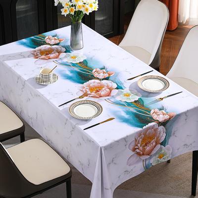Nappe en PVC de Style méditerranéen, imperméable au vent et résistante à l'huile, pour la maison, tapis de Table en tissu à thé en fleur de prunier