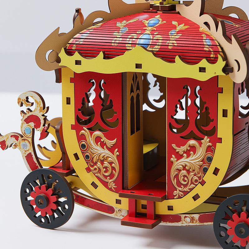 3D Wooden Royal Carriage Puzzle – Children's Educational Model for Intellectual Development