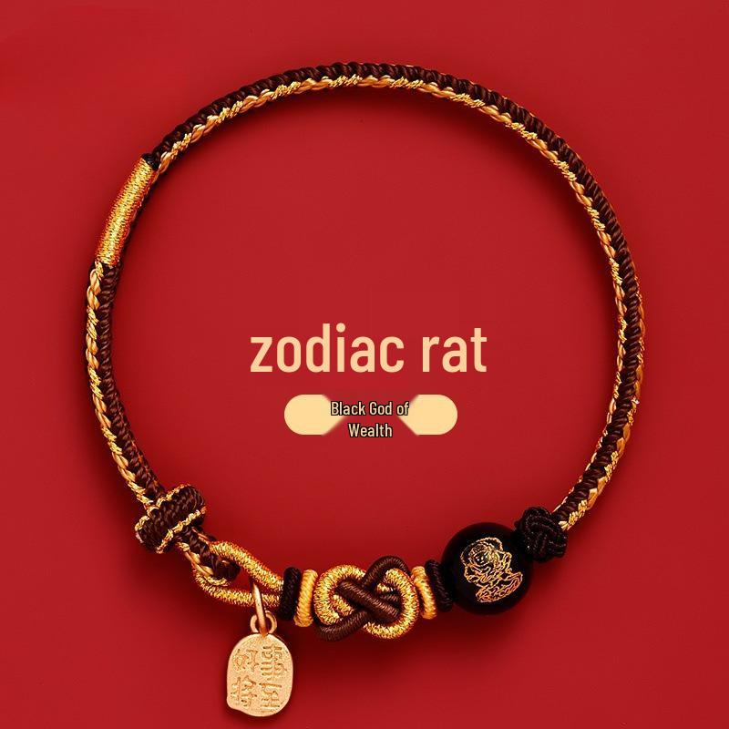 Five Gods of Wealth Zodiac Red Bracelet: Lucky Red String Hand Rope Gift