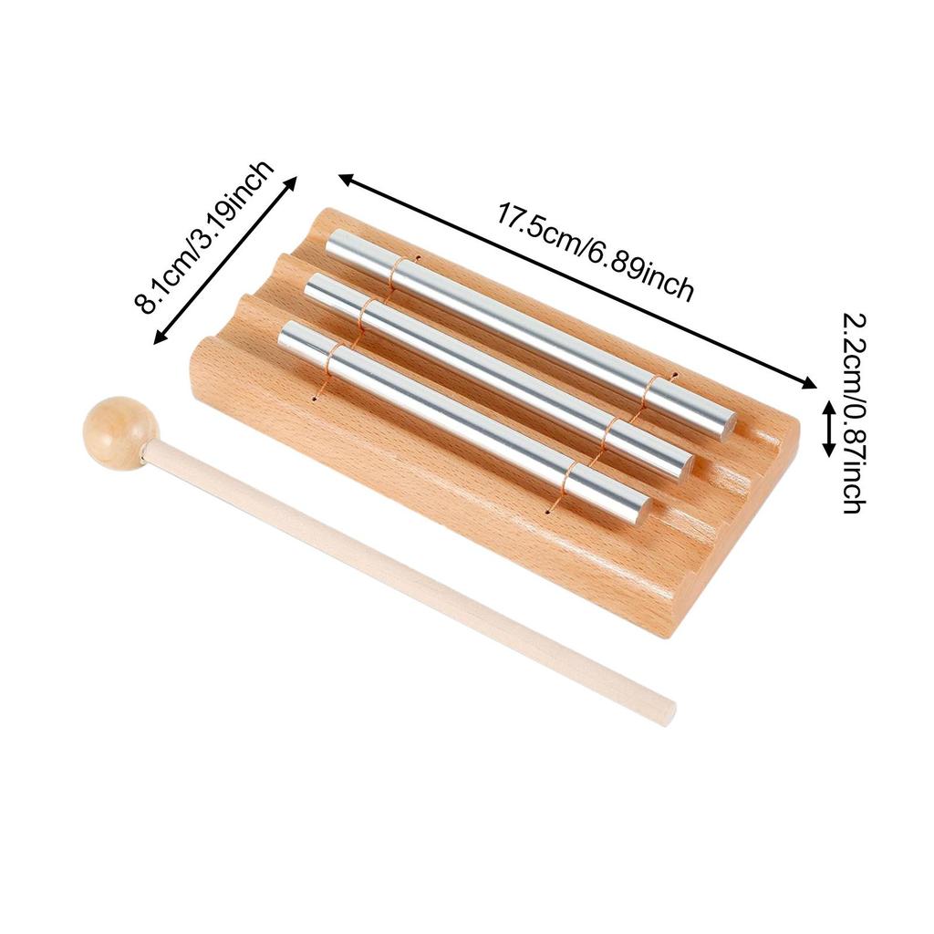 Handglocke mit 3 Tönen Schlaginstrument Aluminiumstab Musikspielzeug Windspiel für Klassenzimmer Gebet Achtsamkeit Schule