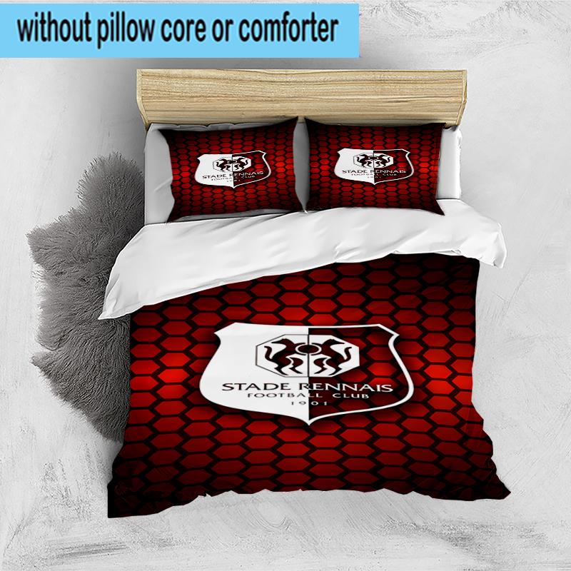 3PCS Stade Football Club Crest Bedding Set,Including 1pc Duvet Cover And 2pcs Pillowcases Perfect for Bedroom, Dormitory, Fan Christmas gift