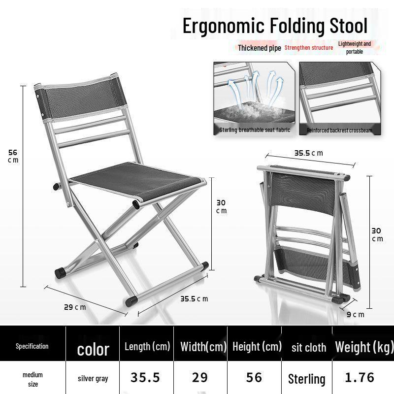 Portable Folding Stool with Backrest: Sturdy Outdoor Chair for Fishing, Camping, and Home Use