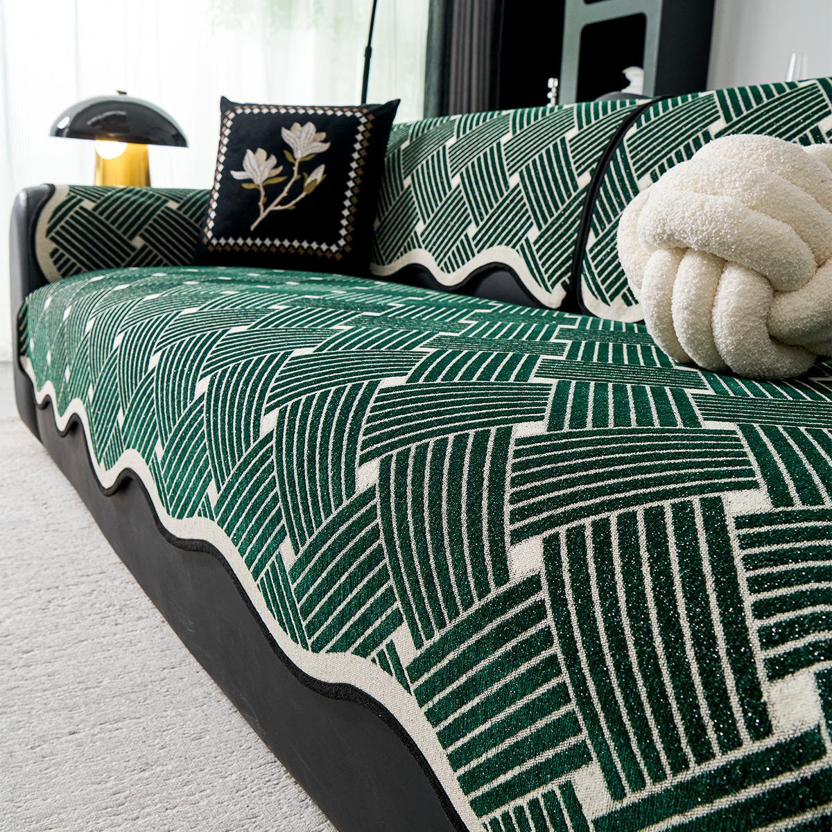 

French Sofa Cushion Retro New Nordic Modern Four-Season Universal Leather Sofa Seat Cushion Cover Towel 90*70cm