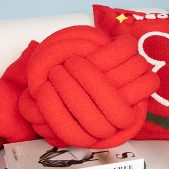 Pute Manuell Flettet Knute 22cm Rund Kuleform Sherpa Elastisk Soveselskap Sofa Dekorasjon Pyntepute Fotograferingspute