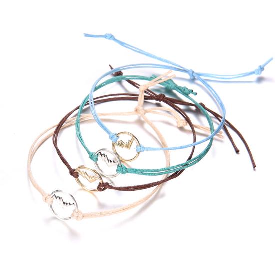 4Pcs/Set Boho Women Multicolor Multilayer Hollow Mountain Charm Bracelet Jewelry