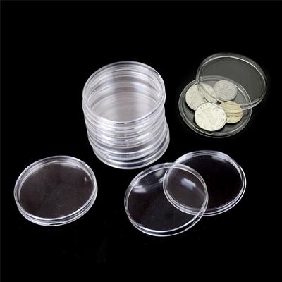 10Pcs 50mm Clear Round Cases Moeda Armazenamento Cápsulas Titular Redondo Caixa De Plástico
