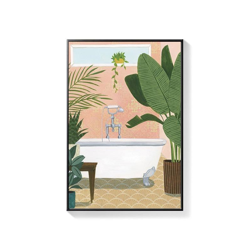 Bathroom Decorative Painting Cat American Retro Toilet Bathroom Canvas Painting Wall Art Poster for Modern Bathroom Home Decor