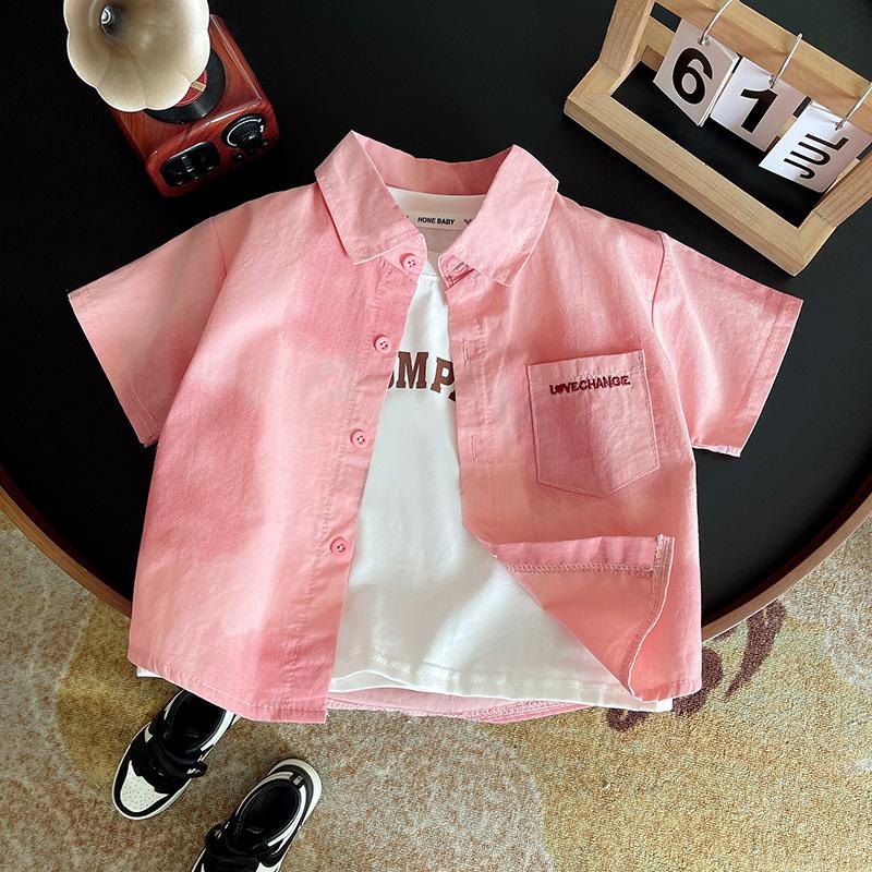 Boys Lightweight Green Cartoon Print Casual Shirt Summer Stylish Top