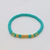 Turquoise Heishi Bead Gold Spacer Elastic Bracelet – Boho Summer Jewelry, Fresh Chic Gift for Women
