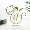 With Metal Holder Heart Glass Vases Hand Welded Wrought Iron Vase Cat Shape Hydroponic Vases Home
