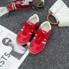 Cowhide Red Inner Height Increase Three Bars Women's Shoes Flat Bottom Versatile Shallow Mouth Comfortable Sports and Leisure