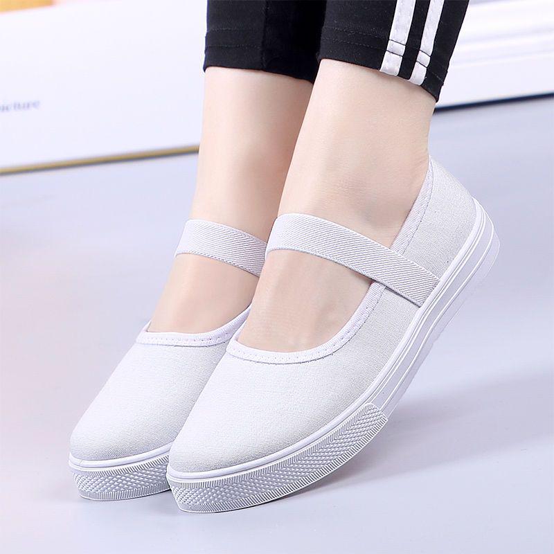 Women's Black Flat Canvas Shoes - Soft Sole, Casual, Morning Exercise Sneakers