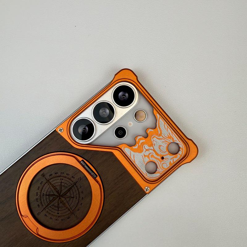 Compatible with Samsung S23 Ultra/S22 Ultra, 360° Rotating Stand Phone Case with Metal Protection.