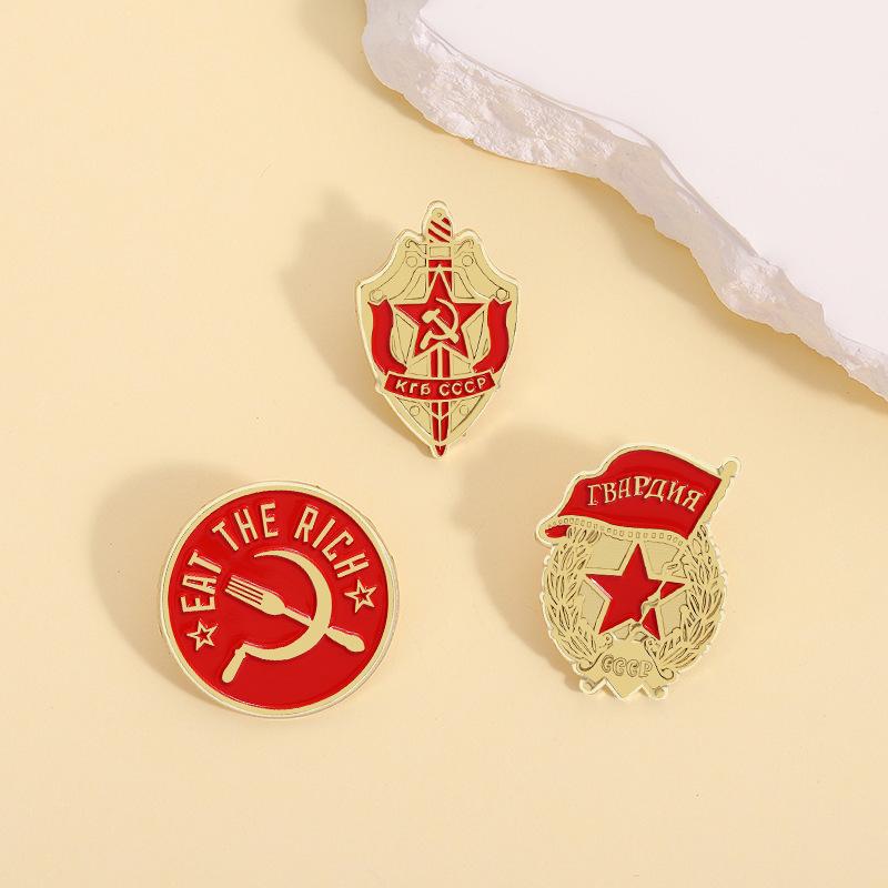 Unione Sovietica Creativa Bandiera Giorno della Vittoria Nastro di San Giorgio Spiga di Grano Spilla Distintivo Metallico Spille Metalliche Souvenir