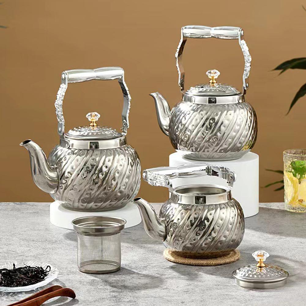 Large capacity stainless steel teapot with tea strainer, Gas Induction Cooker water kettle, Teakettle for home, 1.0L/1.5L/2.0L