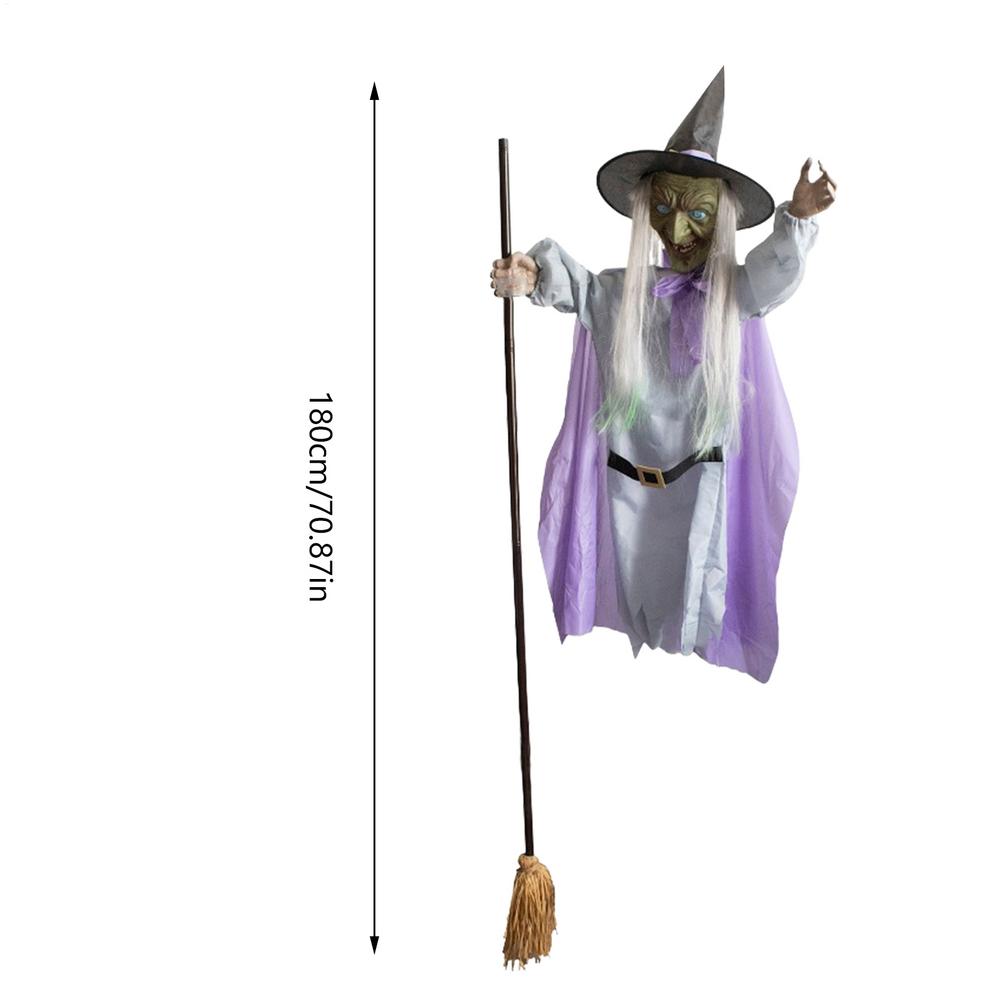 

Halloween Flying Witch Decor Flying Witch Decoration with Terrifying Sounds & Lights Large Hovering Witch Prop with Glowing Eyes