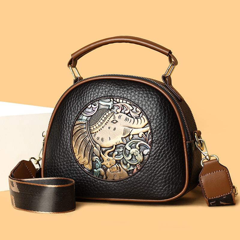 Artistic Traditional-style Crossbody Bag, Fashionable Multi-layer Bag, Wide Shoulder Strap, Single Shoulder Crossbody Bag