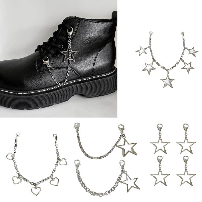 Stylish Shoe Chain Unique Hollow Star Pendant Martins Boots Chains Canvas Shoes Buckles for Casual and Formal Occasions