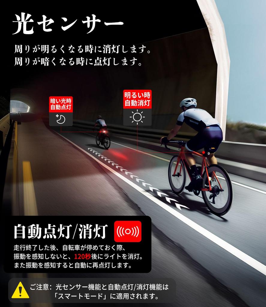 TL03 Pro Bicycle Taillight with Automatic Group Synchronization Mode Brake Light Light 6 Lighting IPX6 Rainbow Up to 60 Hours of Operation Lighting, &