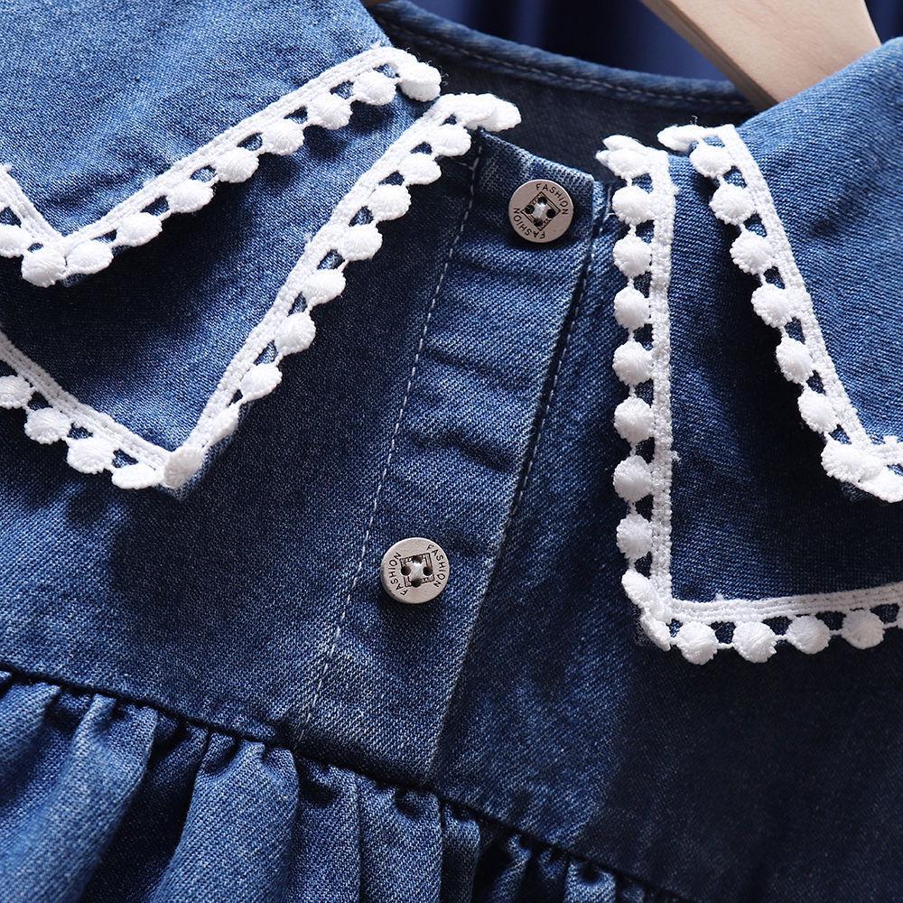 Korean-Style Baby Denim Skirt Dress: Long-Sleeved Cream Spring & Autumn Fashion 2025