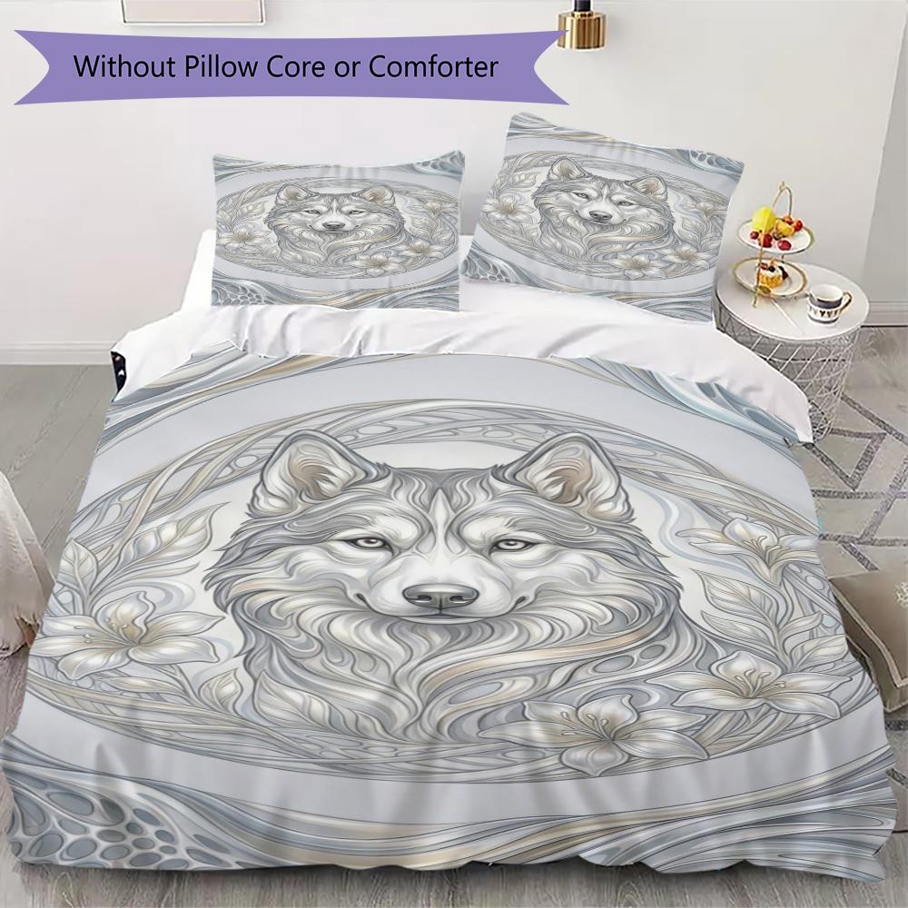 Set Copripiumino con Fantasia di Cani Husky Copripiumino Federa Decorazione per la Casa Regalo di Compleanno (1 * copripiumino + 2 * federe senza imbottitura)65
