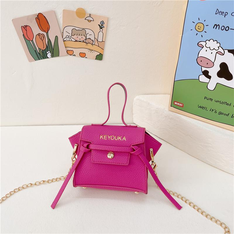 

Fashionable Pu Leather Mini Handbag For Girls Modern Trendy Kids Crossbody Bag маджента
