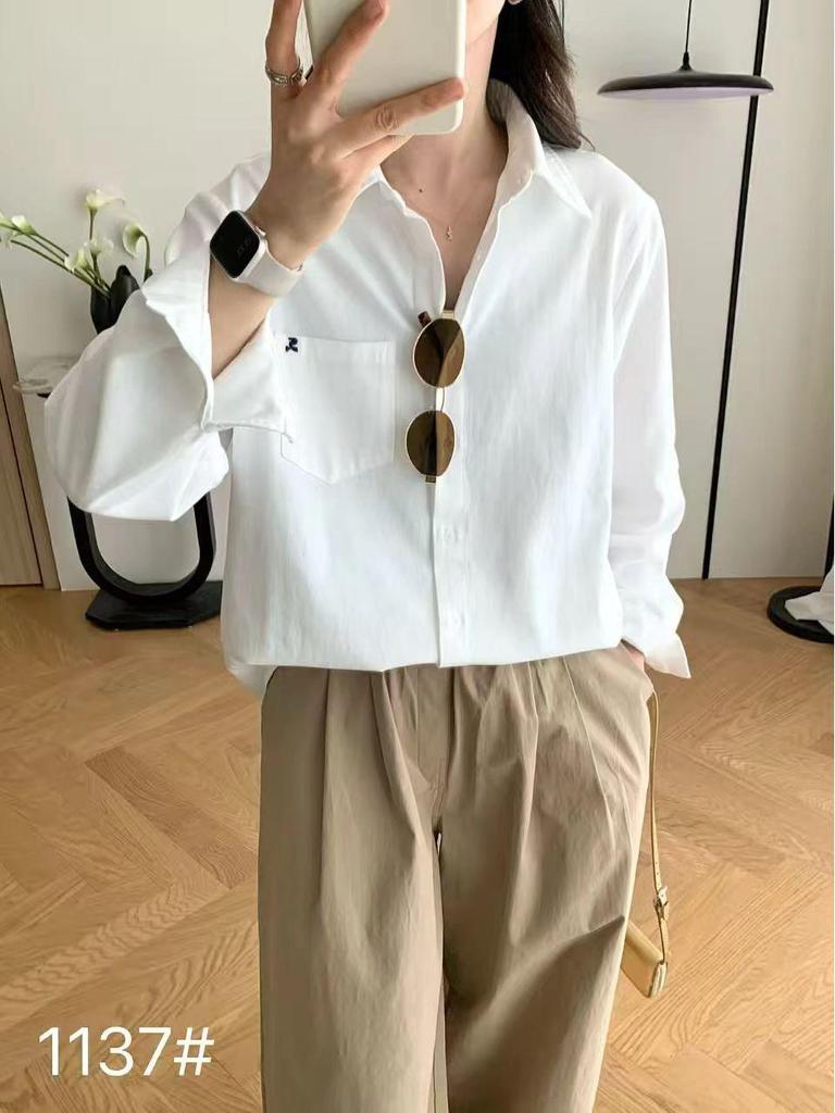 Women's Casual Hong Kong Style Button-Down Shirt - Loose, Versatile, Boyish Feel, Perfect for Layering and Commuting, Slimming, New Arrival.