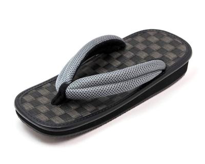 Setta kariert schwarz Mesh Gummi hergestellt in 8 Zoll und 3 Minuten [Shiki] Herrensandalen, Tatami, Zehensteg, Sohle, Japan, 32-stk-1, grau,