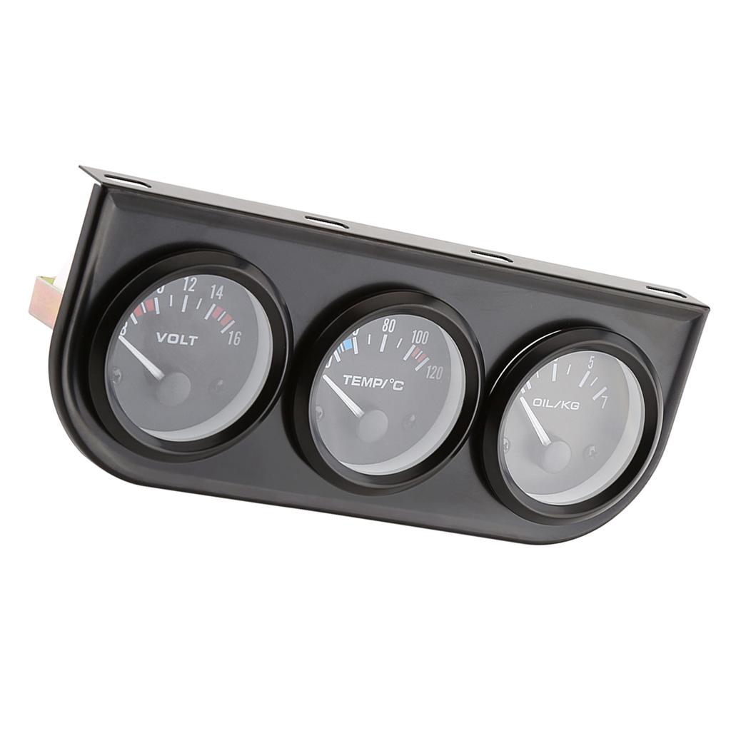 52mm Triple Gauges 3 In 1 Voltmeter Water Temp Gauge Oil Pressure Meter W Sensor For Car Truck