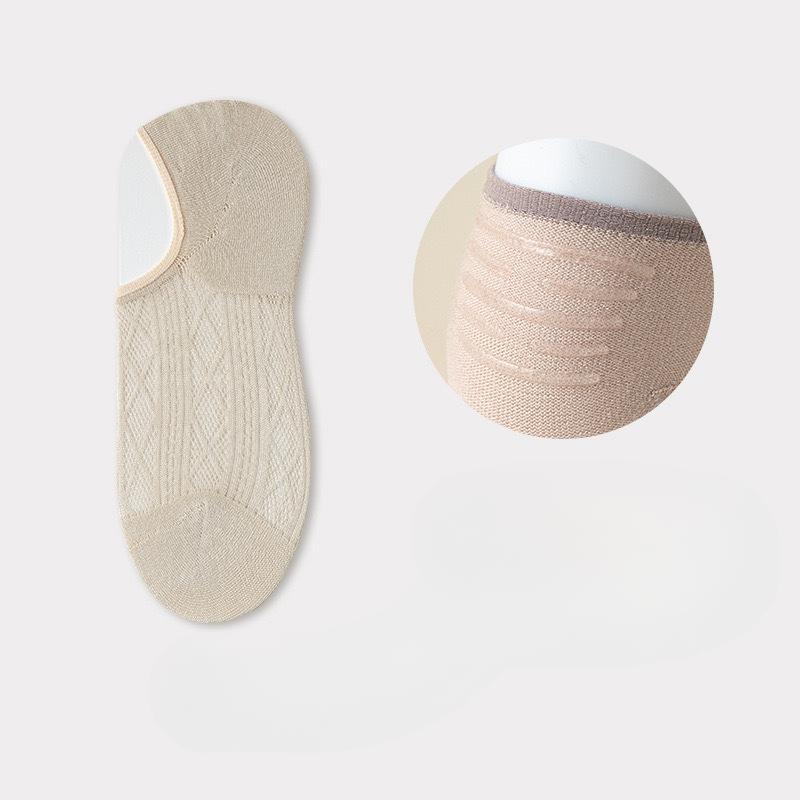 Women's Summer Thin Casual Solid Color Breathable Invisible Silicone Non Skid Boat Socks