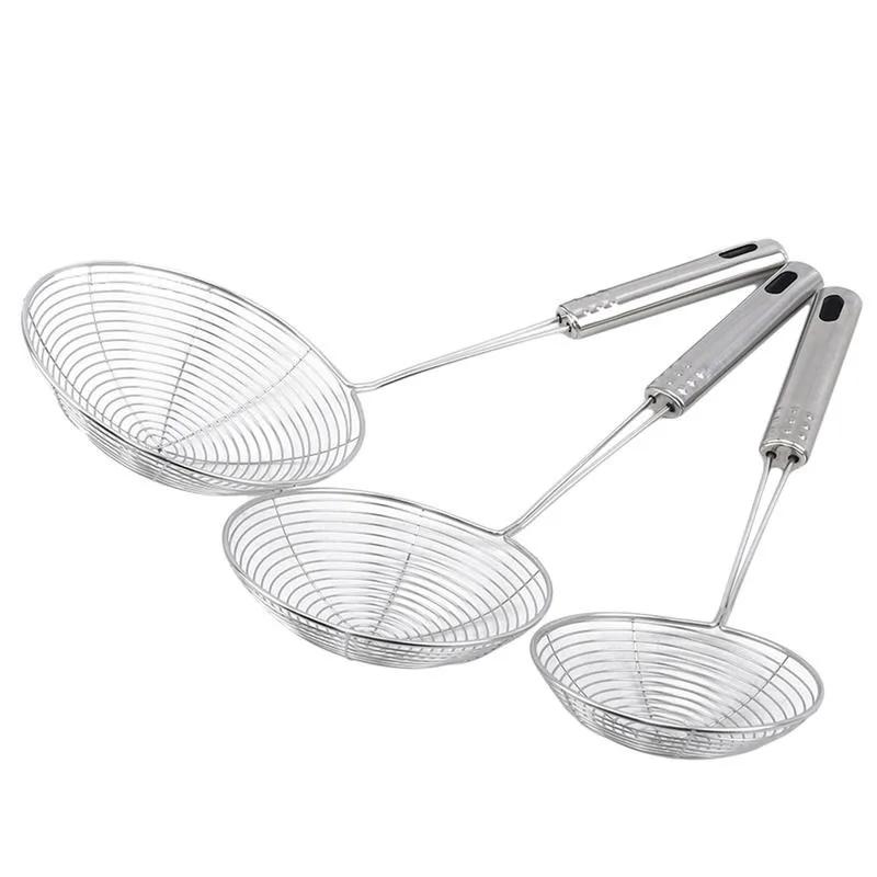 1pc Stainless Steel Frying Strainer French Fries Spoon Wire Mesh Skimmer Colander Fryer Scoop Sieve Kitchen Supplies
