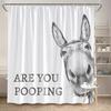 Funny Donkey Shower Curtain Waterproof Bathroom Curtain Are You Pooping Donkey Curtain Shower Drape Liner with Hooks for Farmhouse Dorm Bathtub