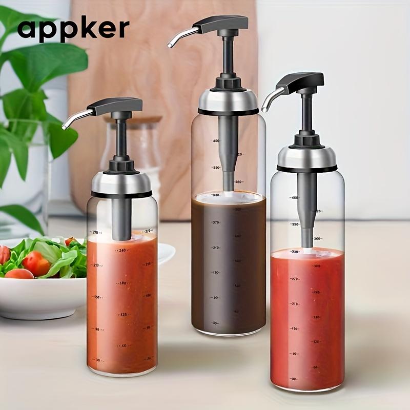 1pc Bouteille d'Huile à Pression avec Échelle, Huile de Sésame, Sauce Soja, Distributeur de Vinaigre, Contrôle Précis pour Restaurant, Cuisine Familiale, Verre Lavable en Machine