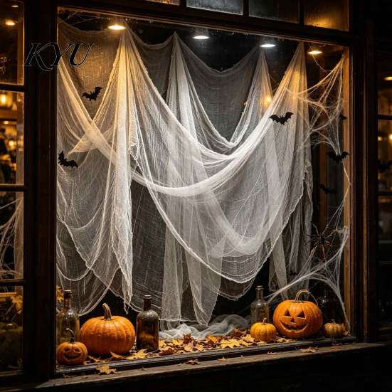 Gruseliges Gaze-Gewebe Halloween Grobmaschiges Gewebe, Polyester Baumwolle Dekoration für Spukhaus Unheimliche Atmosphäre, Gruselige DIY-Szenendekoration, Gruselige Party