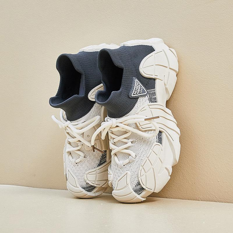 ins Korean version of couple flying woven shoes 2025 autumn new student sports shoes running casual height increase deodorization